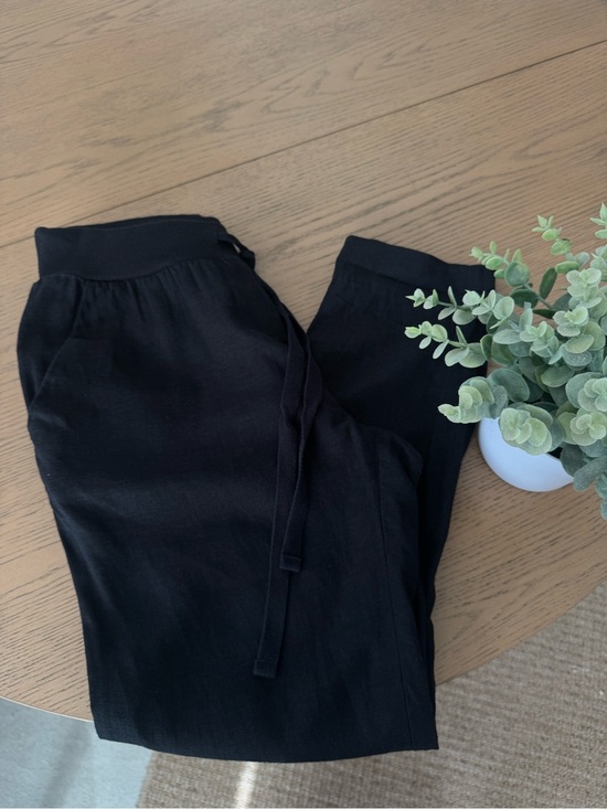 Lucky Brand Pants - Lucky Brand Black Linen Blend Jogger Pants XS Drawstring Casual Relaxed Ankle